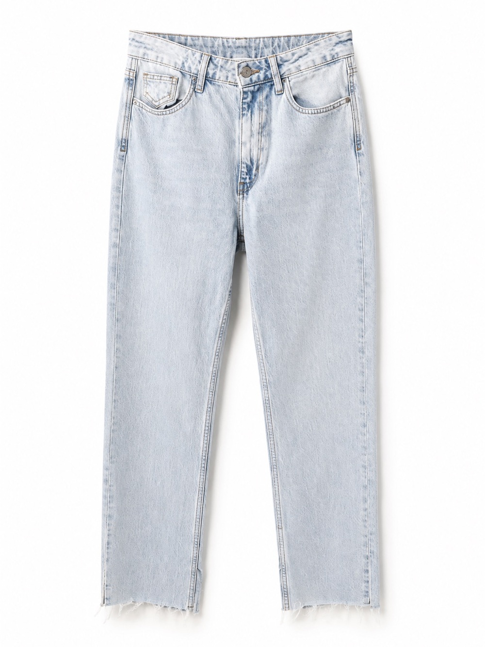 Zara Tall Light Wash Flare Jeans Size 4 Raw Hem Slit High Rise Long 34 Inseam